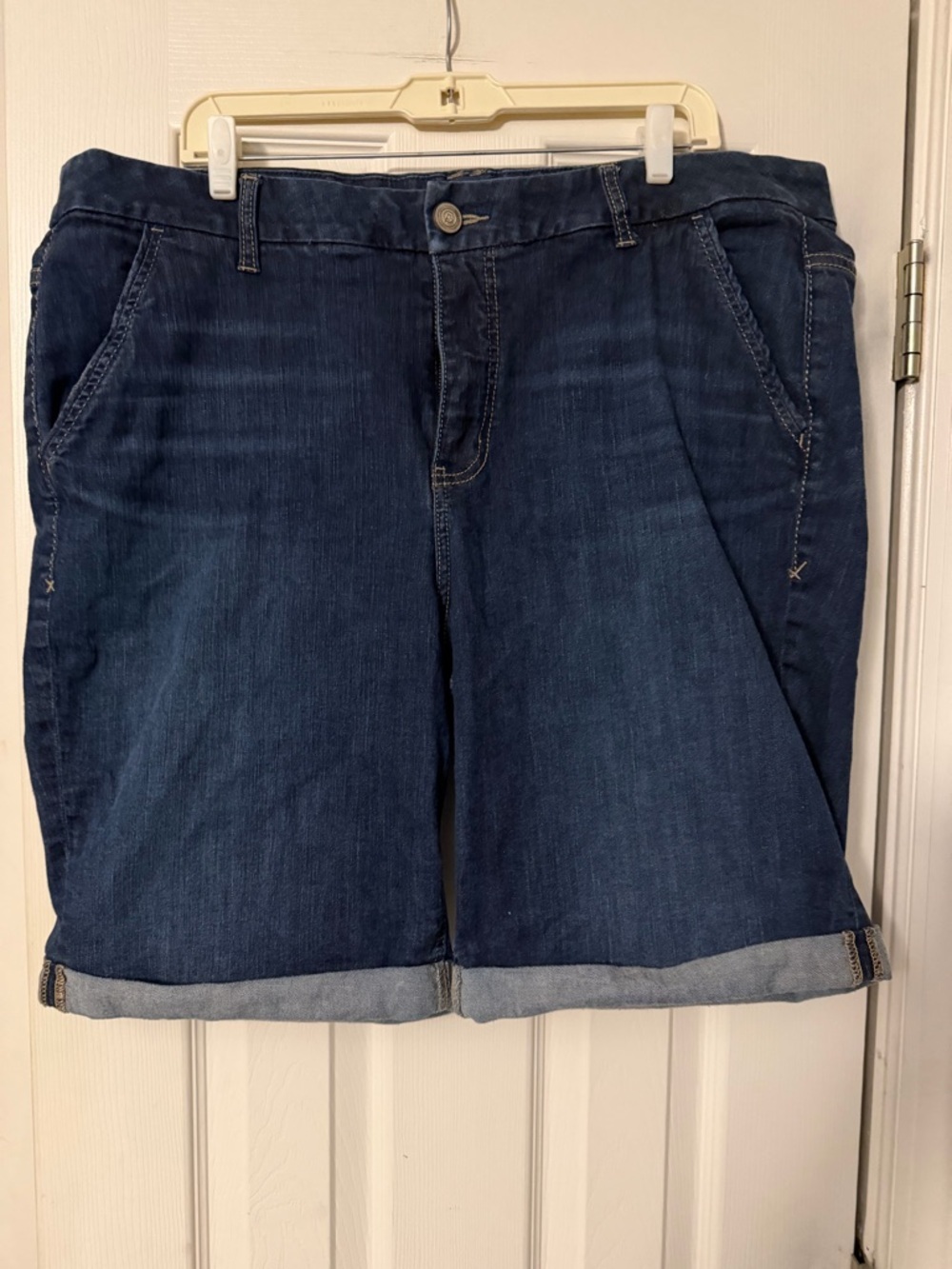 Lane Bryant Dark Blue Denim Rolled-Hem Bermuda Shorts